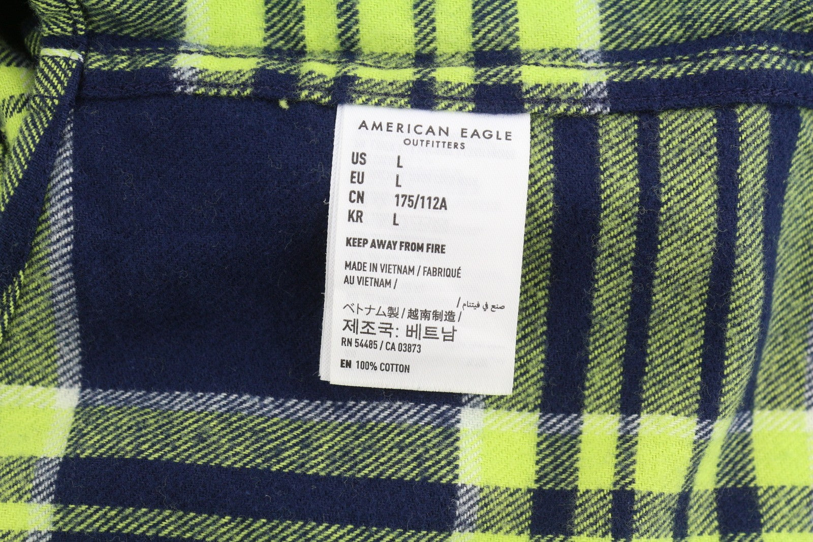 AMERICAN EAGLE OUTFITTERS Men Shirt L Plaid Flannel Button-Up Casual