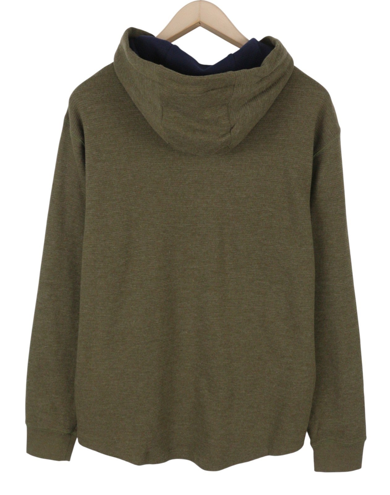 AMERICAN EAGLE OUTFITTERS Men Hoodie M Dark Green Khaki Half Button Sweat