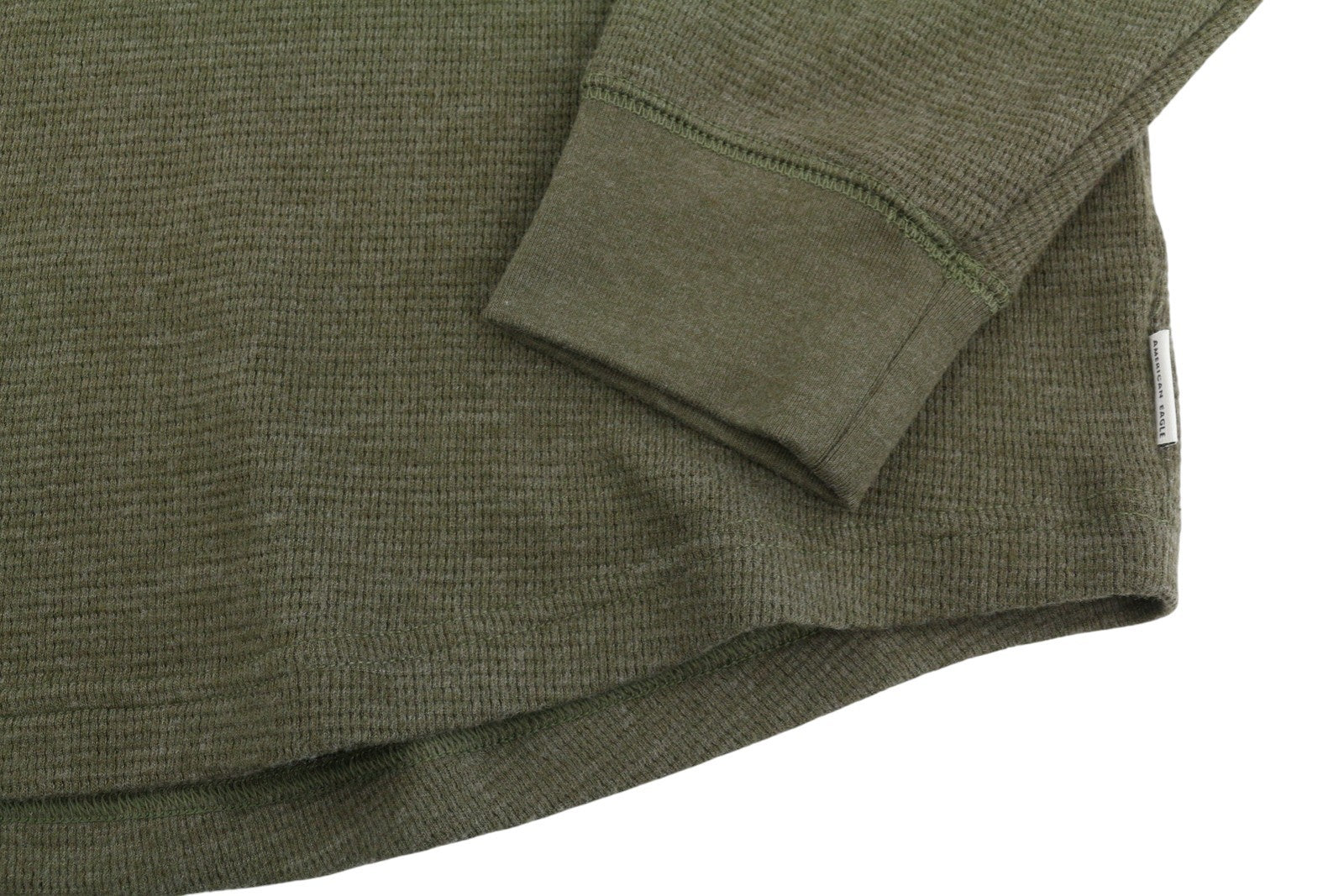 AMERICAN EAGLE OUTFITTERS Men Hoodie M Dark Green Khaki Half Button Sweat