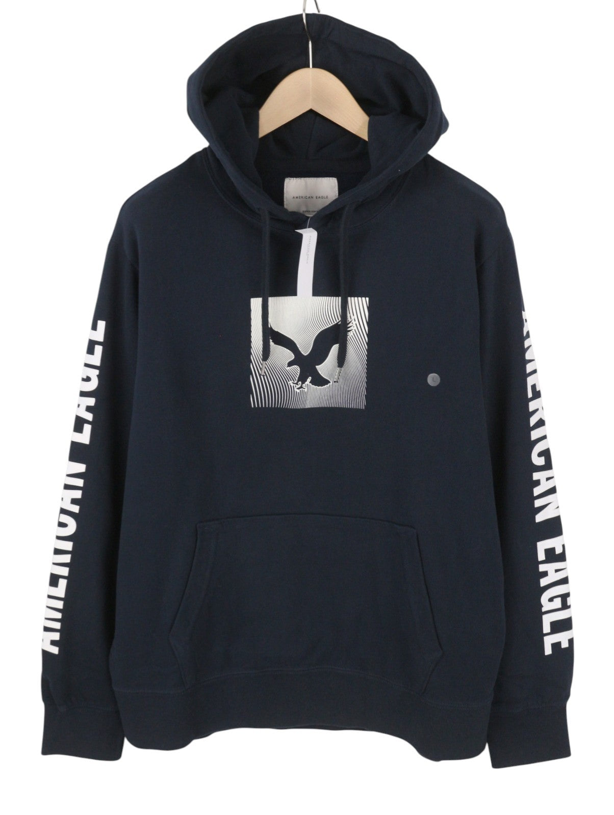 AMERICAN EAGLE OUTFITTERS Men Hoodie L Dark Blue Soft Kangaroo Pull On