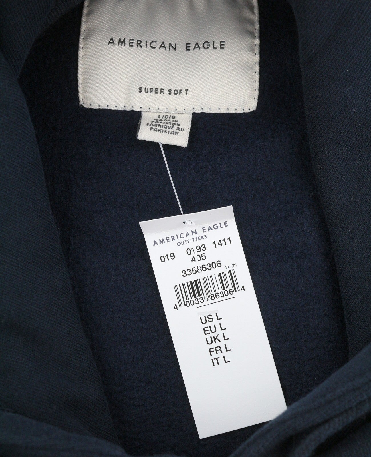 AMERICAN EAGLE OUTFITTERS Men Hoodie L Dark Blue Soft Kangaroo Pull On