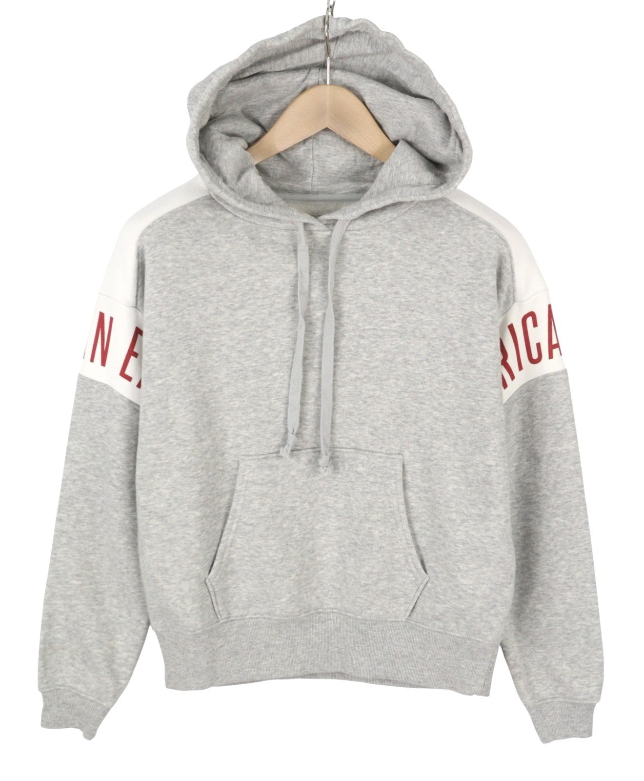 AMERICAN EAGLE OUTFITTERS Women Hoodie 2XS Grey Melange Kangaroo Pull On