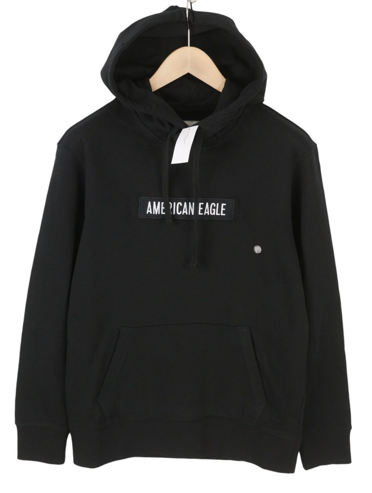 AMERICAN EAGLE OUTFITTERS Men Hoodie L Black Kangaroo Pocket Pull On