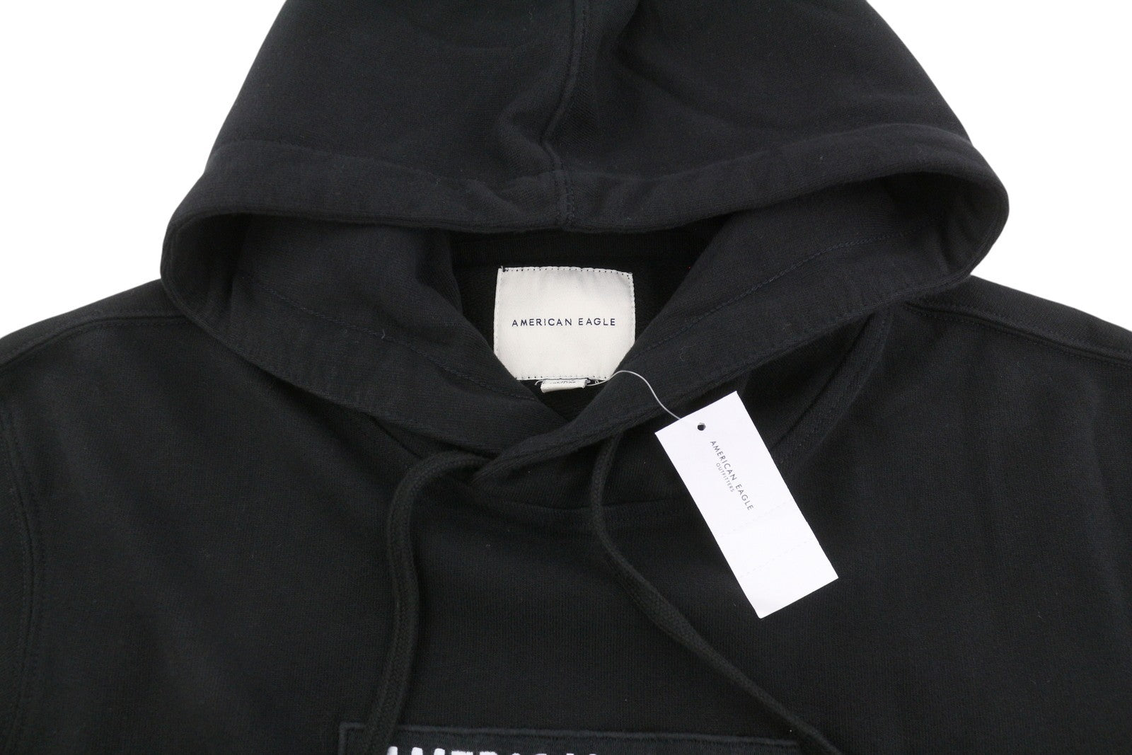 AMERICAN EAGLE OUTFITTERS Men Hoodie L Black Kangaroo Pocket Pull On