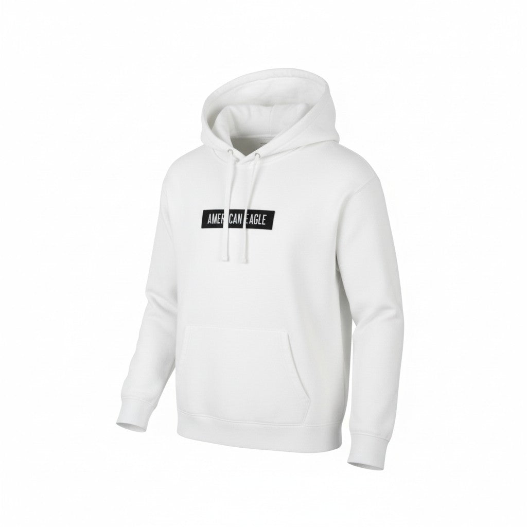 AMERICAN EAGLE OUTFITTERS Men Hoodie M White Kangaroo Pocket Pull On