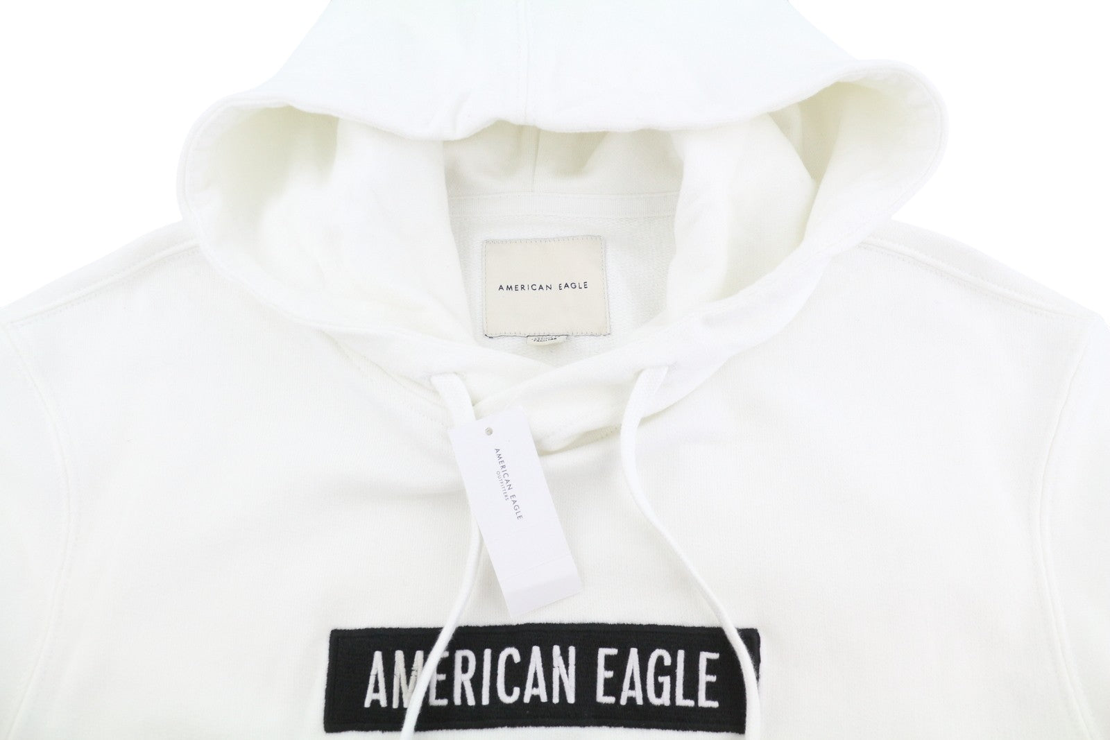 AMERICAN EAGLE OUTFITTERS Men Hoodie M White Kangaroo Pocket Pull On