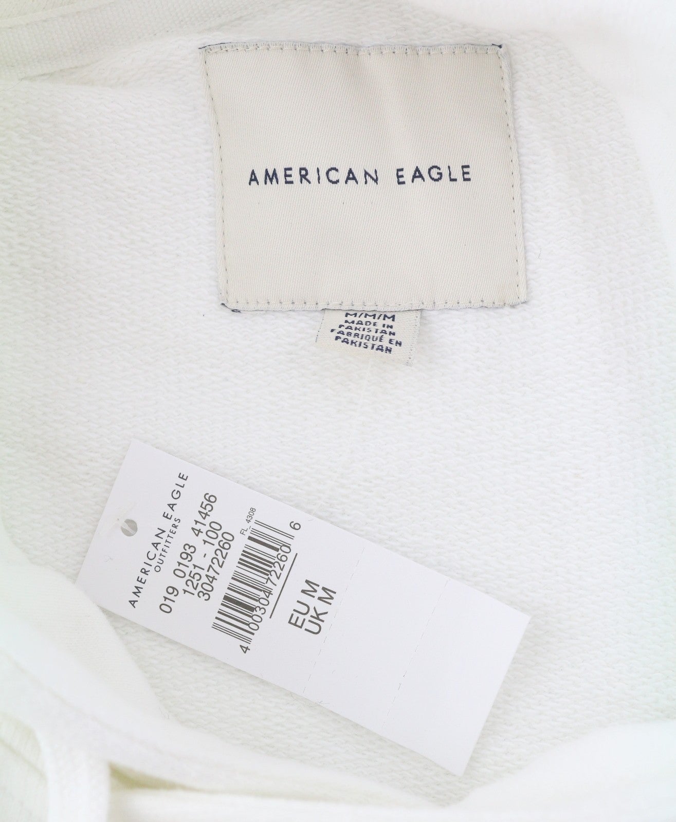AMERICAN EAGLE OUTFITTERS Men Hoodie M White Kangaroo Pocket Pull On