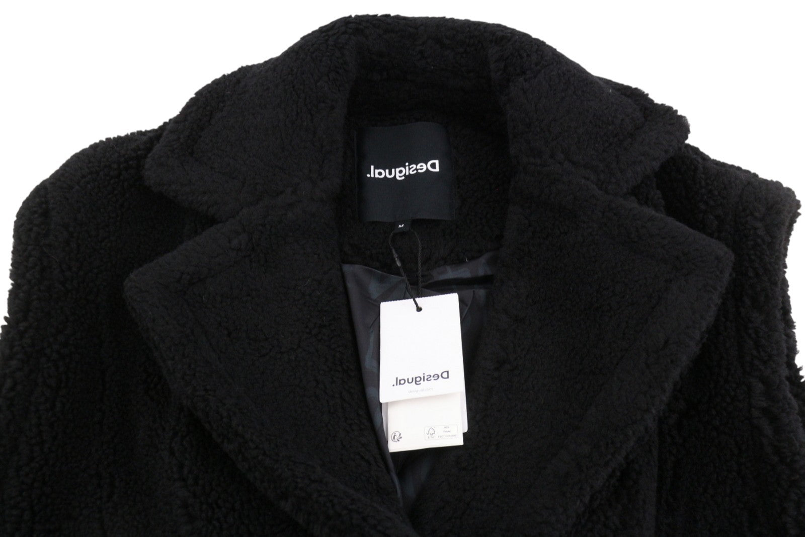 DESIGUAL Abrig Cameron Women Waistcoat M Black Fluffy Wool Blend Double