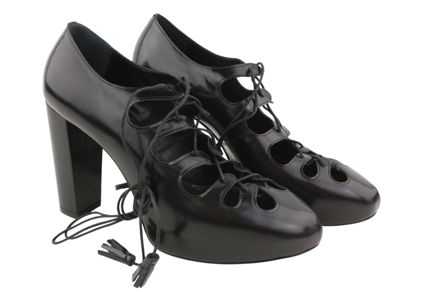 MAX MARA Sfilata Women Heels EU39 Black Leather Cut-Out Pumps