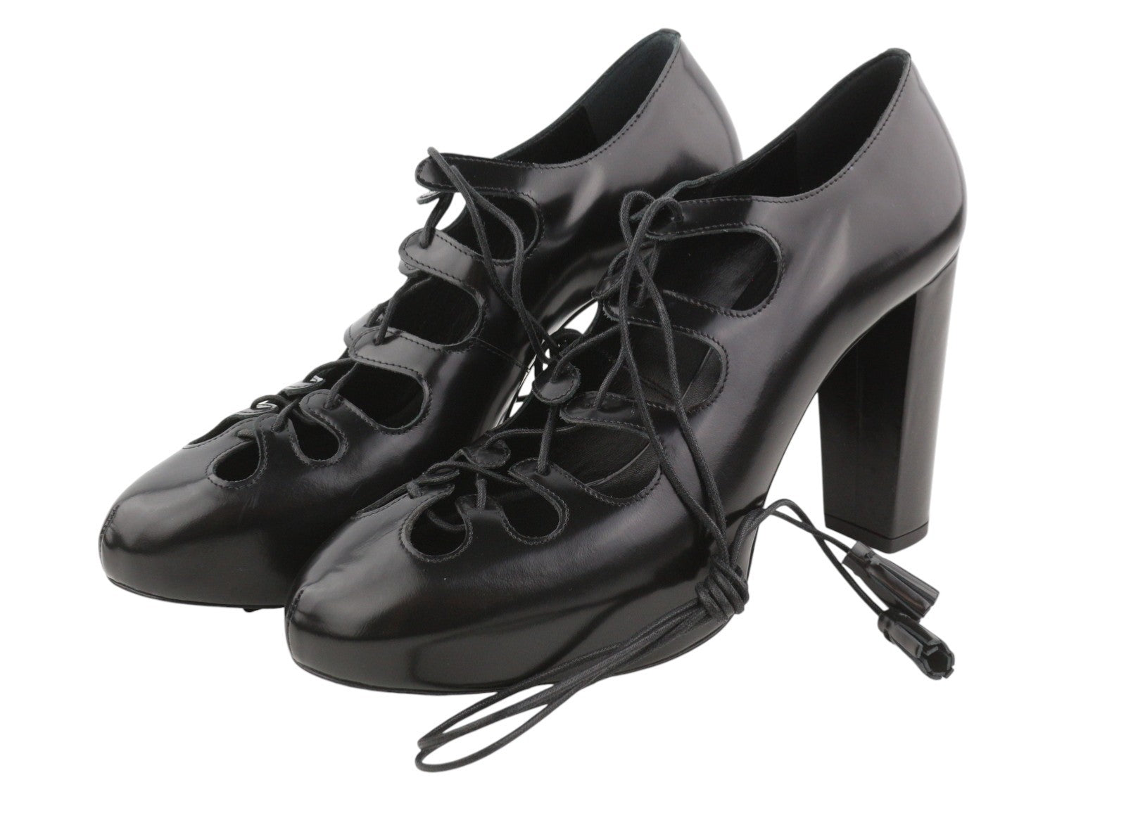 MAX MARA Sfilata Women Heels EU39 Black Leather Cut-Out Pumps