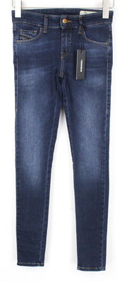 DIESEL Slandy-Low 084UT Women Jeans W24/L32 Blue Stretch Super Slim Skinny Cut