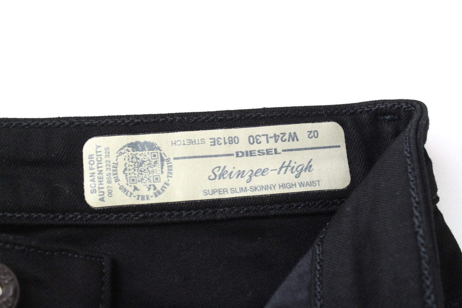 DIESEL Skinzee-High 0813E Women Jeans W24/L30 Black Stretch Super Slim Skinny