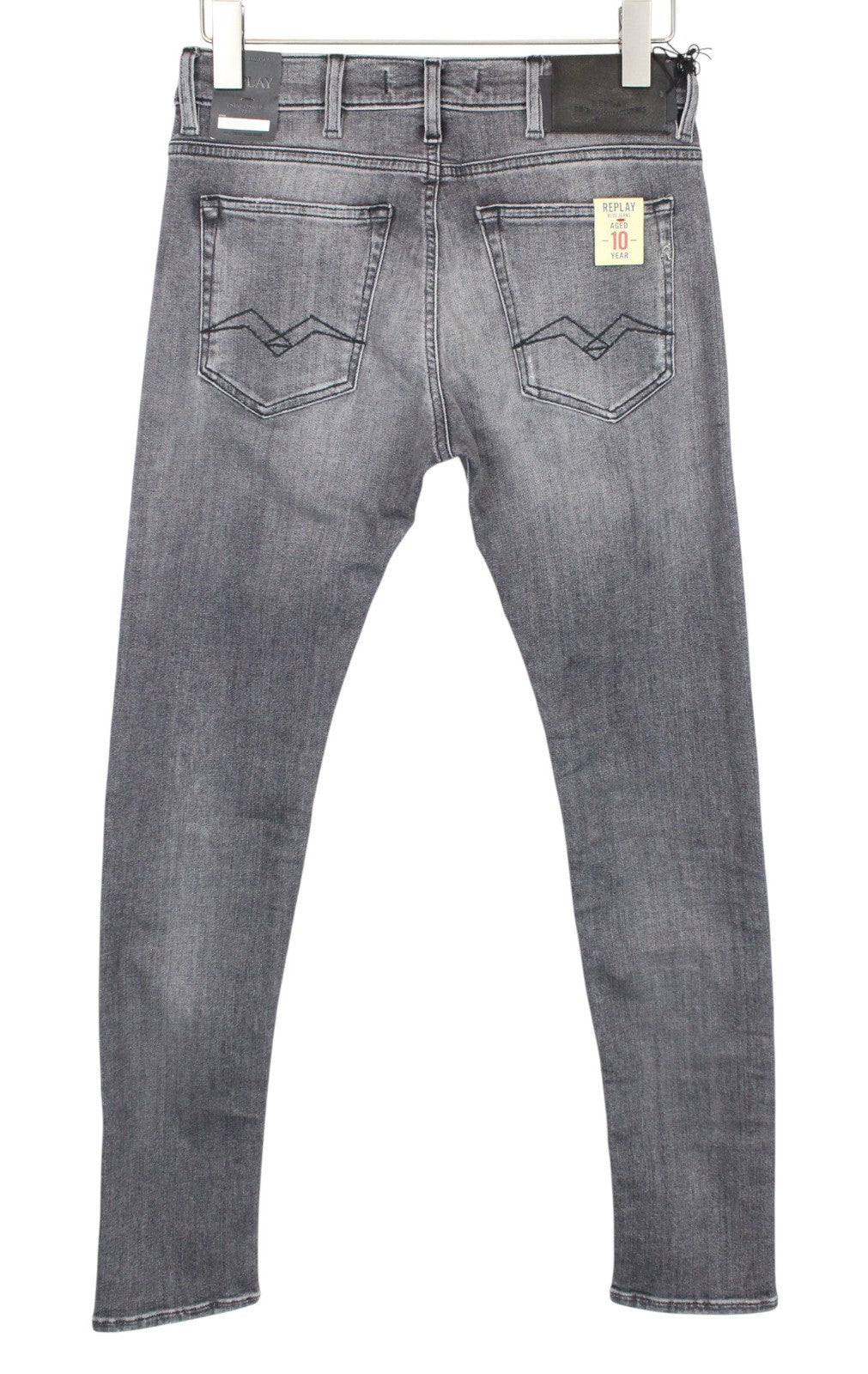 REPLAY Jondrill Men Jeans W30/L32 Grey Stretch Skinny Aged Look Disttressed