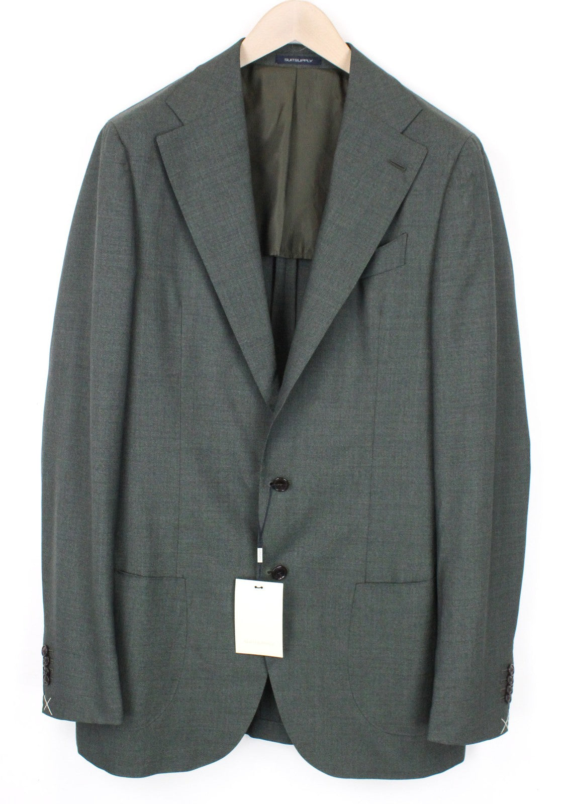 SUITSUPPLY La Spalla Men Suit UK42L Single-Breasted Green Pure Wool 2 Piece