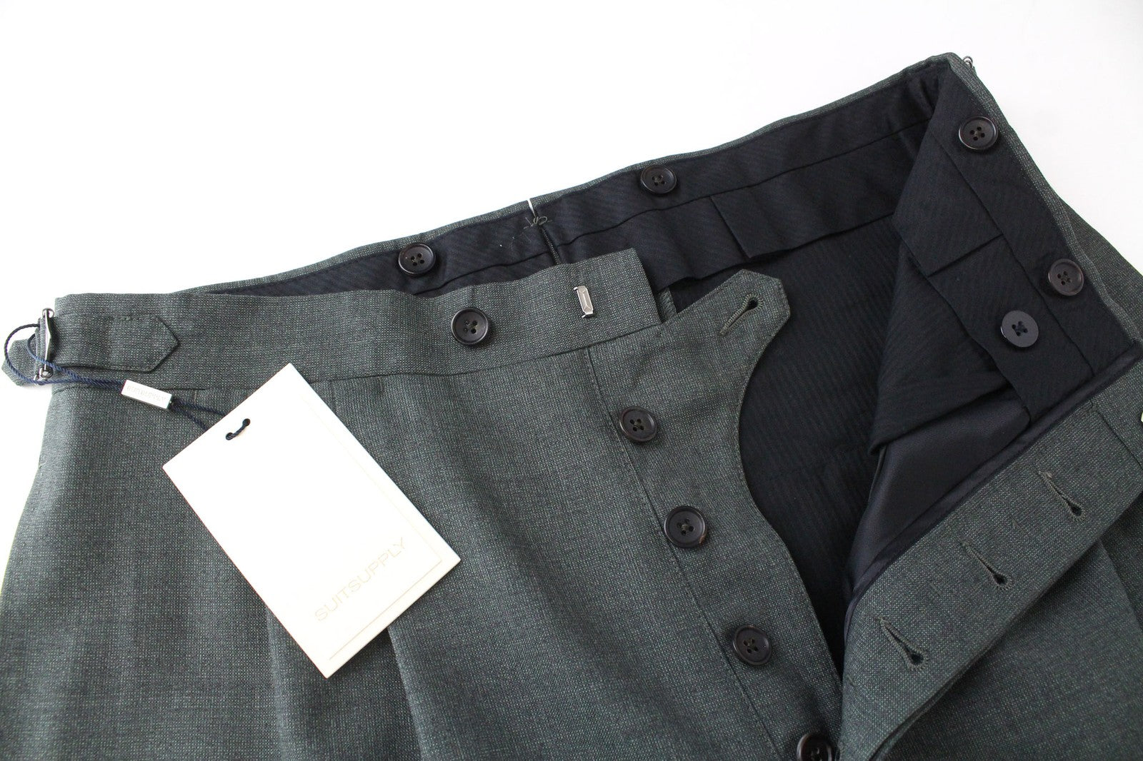 SUITSUPPLY La Spalla Men Suit UK42L Single-Breasted Green Pure Wool 2 Piece