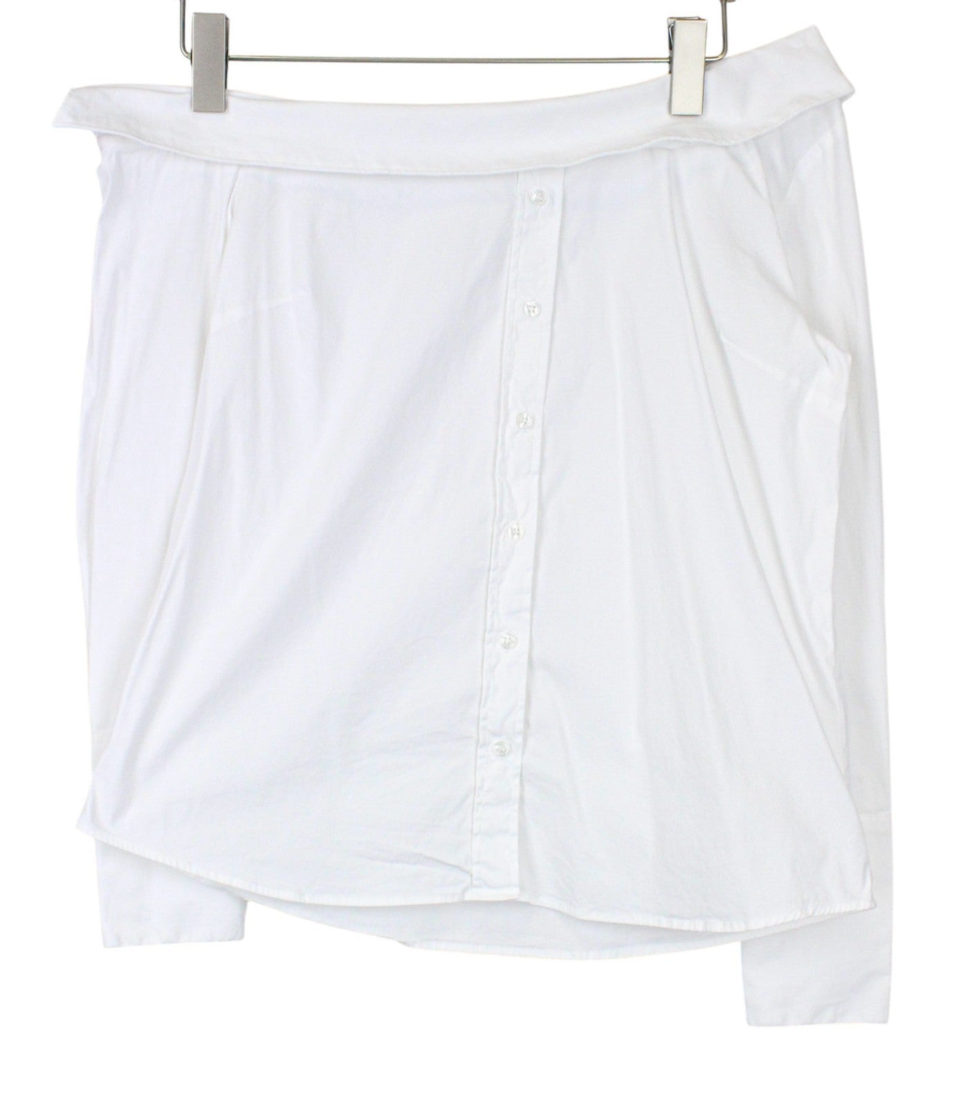 SUISTUDIO Bob Women Shirt M White Cotton Stretch Asymmetrical Off-Shoulder