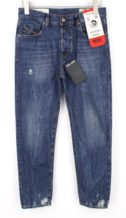 DIESEL Mharky 080AG Men Jeans W29/L30 Slim-Skinny Fit Distressed Blue Cotton