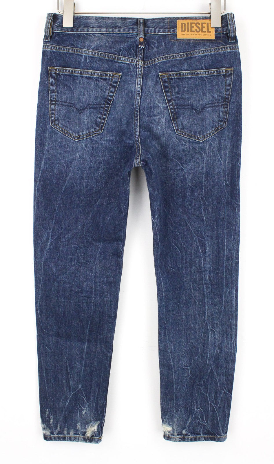 DIESEL Mharky 080AG Men Jeans W29/L30 Slim-Skinny Fit Distressed Blue Cotton