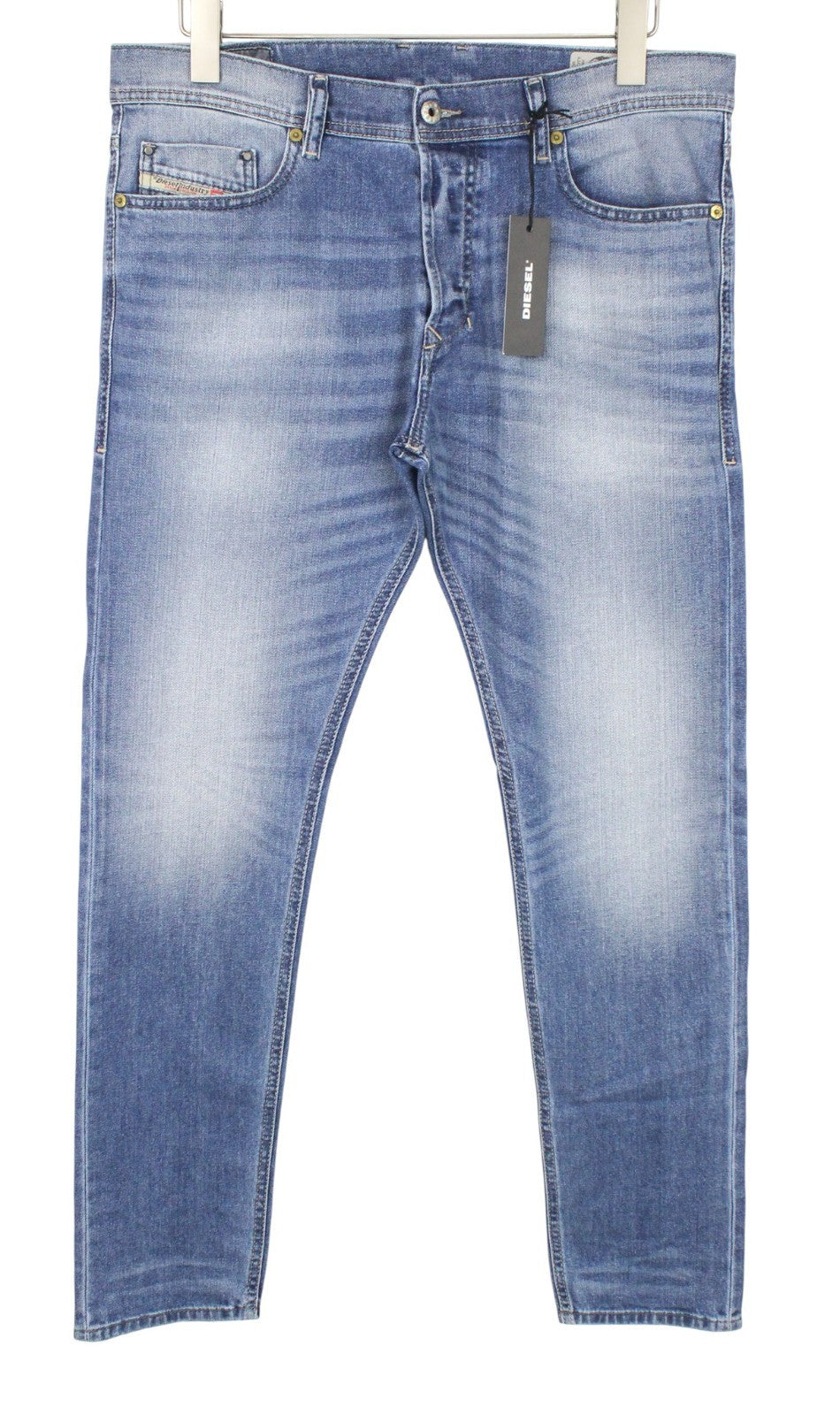 DIESEL Tepphar 0842H Men Jeans W33/L32 Slim-Carrot Washed Blue Cotton Stretch