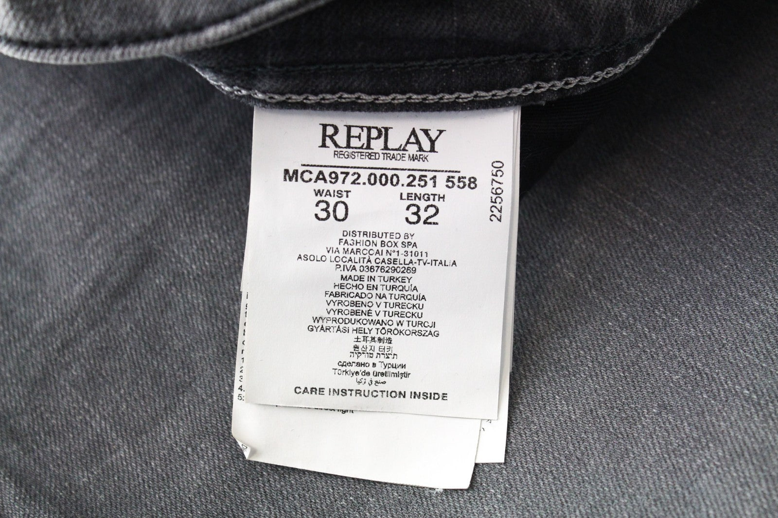 REPLAY Grover Men Jeans W30/L32 Selvedge Classic Mid Grey Stretch Straight Fit