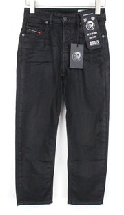 DIESEL Aryel 069JD Women Jeans W25/L32 Straight Fit Cotton Mix Stretch Black