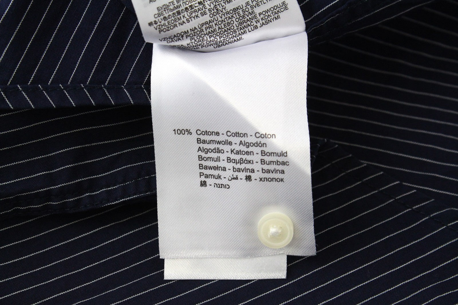 REPLAY Men Shirt S Blue Pure Cotton Striped Print Long Sleeve Button-Up Twill