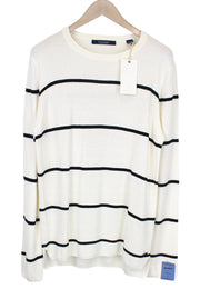 SCOTCH & SODA Ams Couture Men Jumper L Off-White Tight-Knitted Striped Sweater
