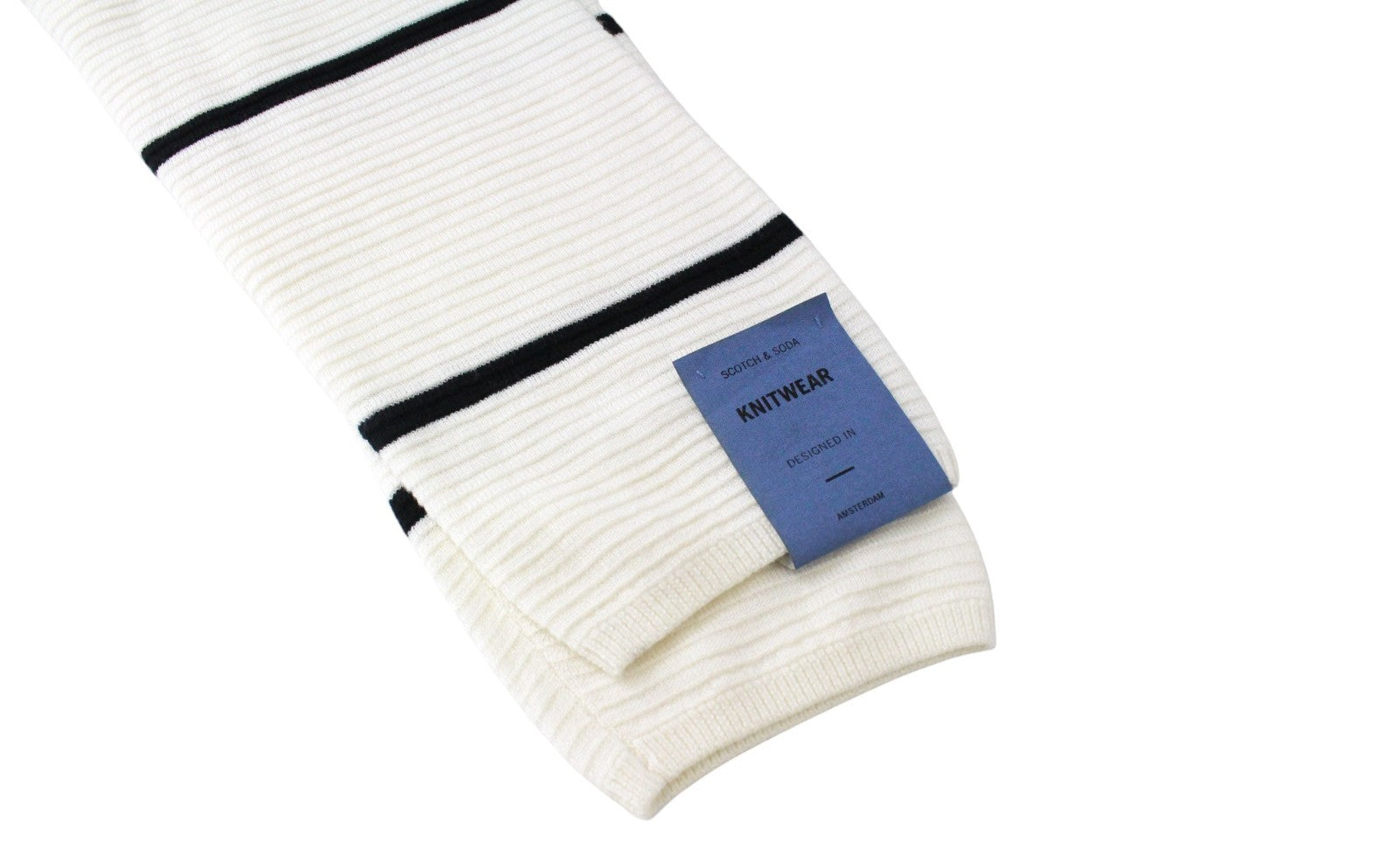SCOTCH & SODA Ams Couture Men Jumper L Off-White Tight-Knitted Striped Sweater
