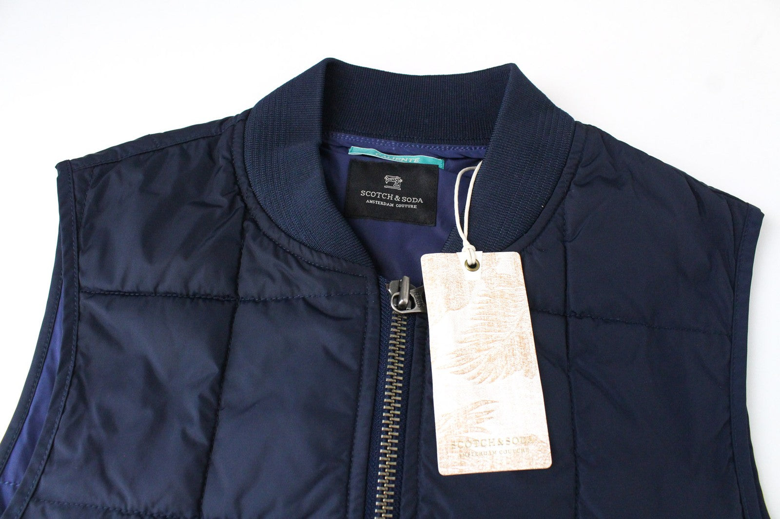 SCOTCH & SODA Ams Couture Men Jacket S Blue Sleeveless Zip Padded Lined Gilet