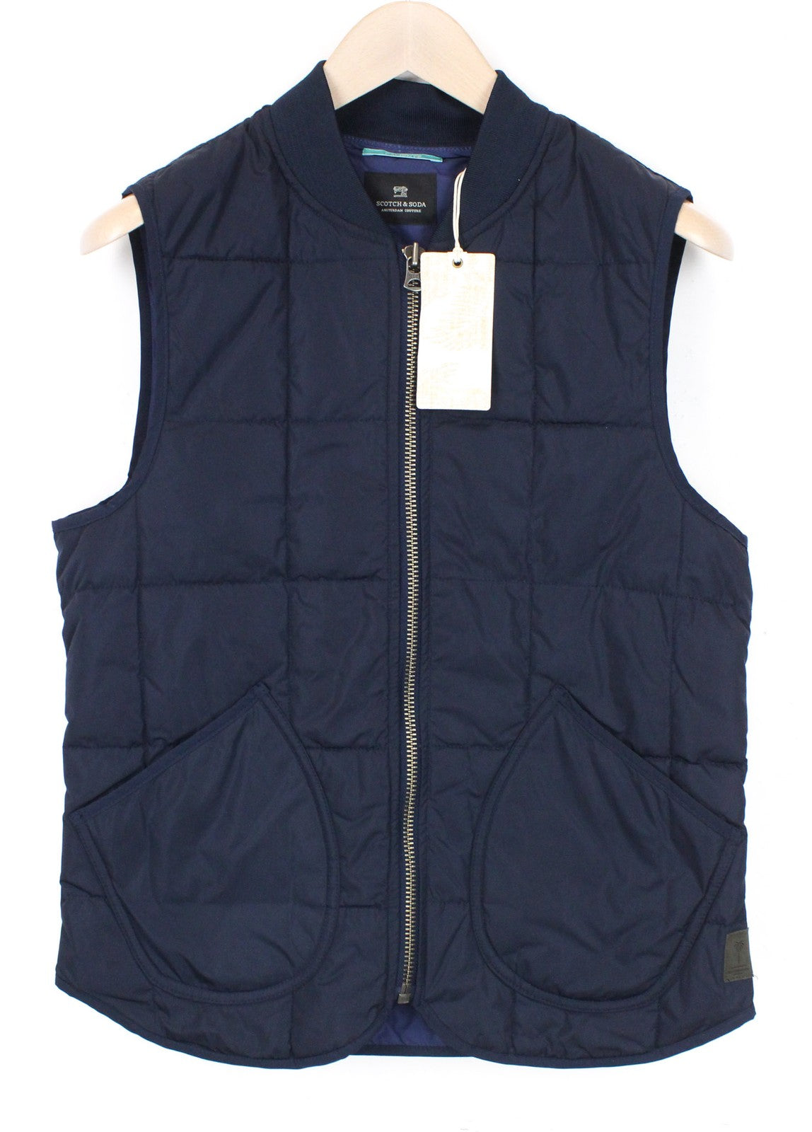 SCOTCH & SODA Ams Couture Men Jacket S Blue Sleeveless Padding Lined Gilet