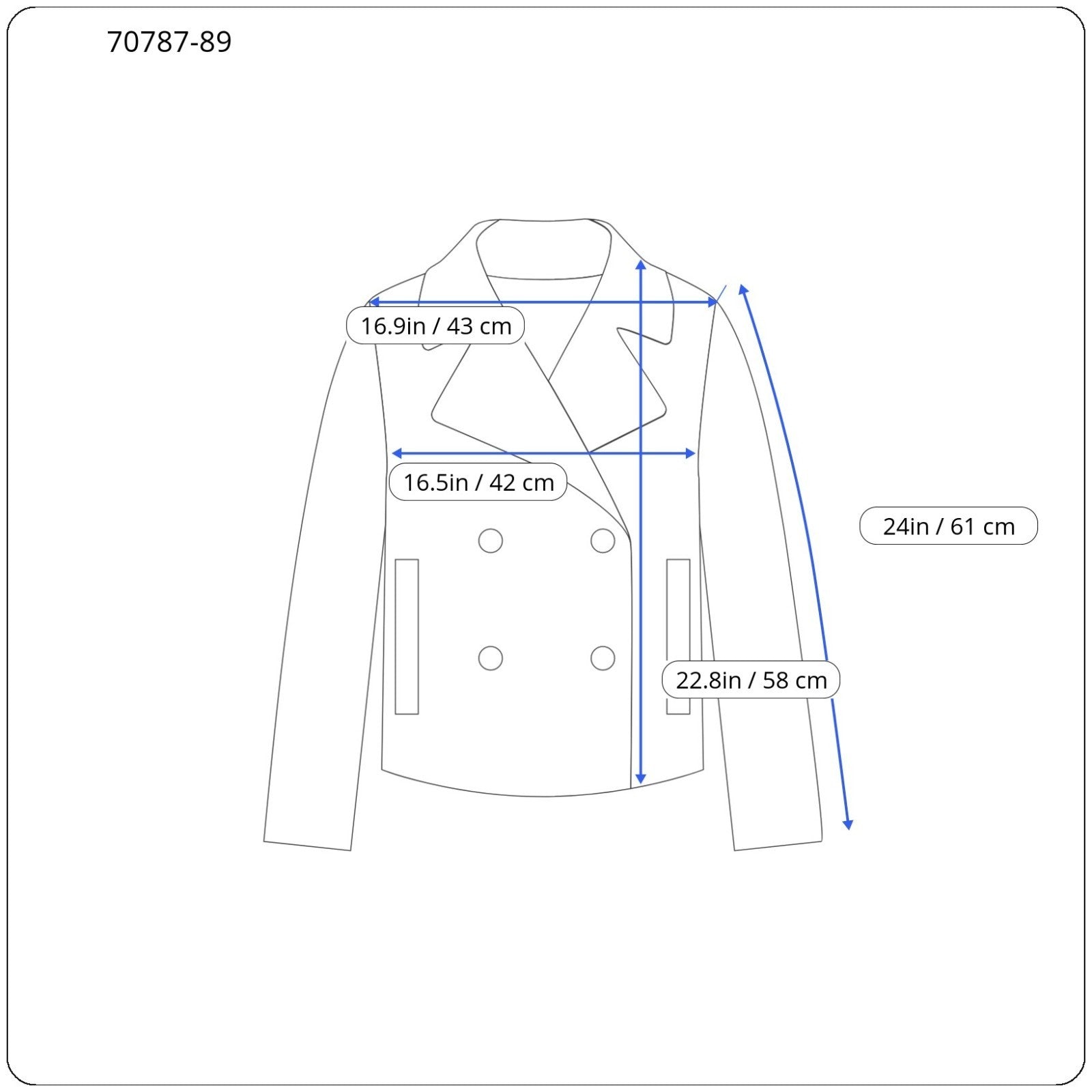 DESIGUAL Women Jacket 38 Blue Wool Blend Checked Long Sleeved Single-Breasted