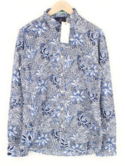 SCOTCH & SODA Men Shirt L Blue Graphic Pattern Cotton Blend Stretch Melange
