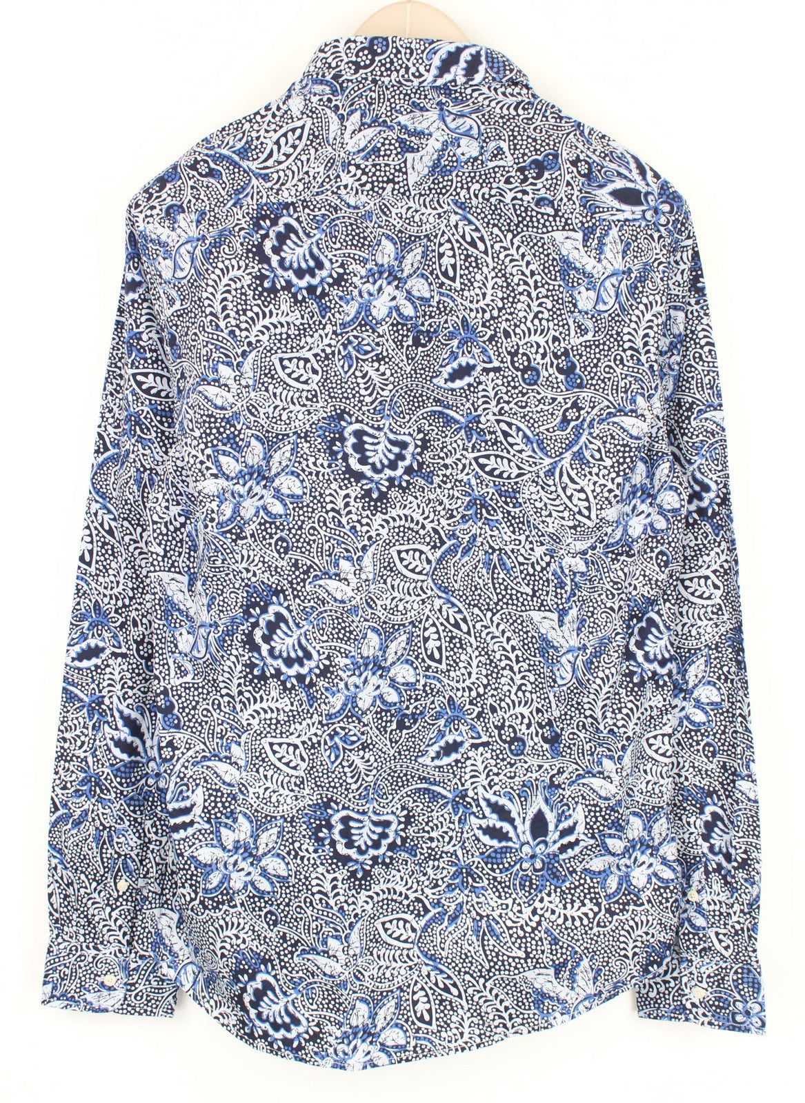 SCOTCH & SODA Men Shirt L Blue Graphic Pattern Cotton Blend Stretch Melange