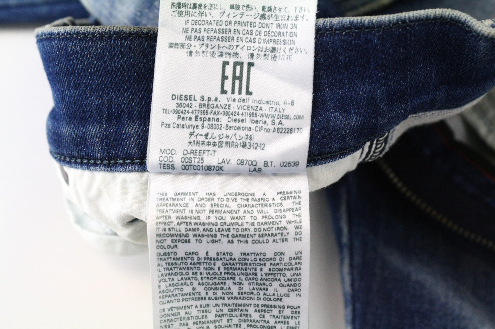 DIESEL D-Reeft-T 0870Q Men Jeans W26 Blue Jogg Sweat Stretch Super Skinny Boys
