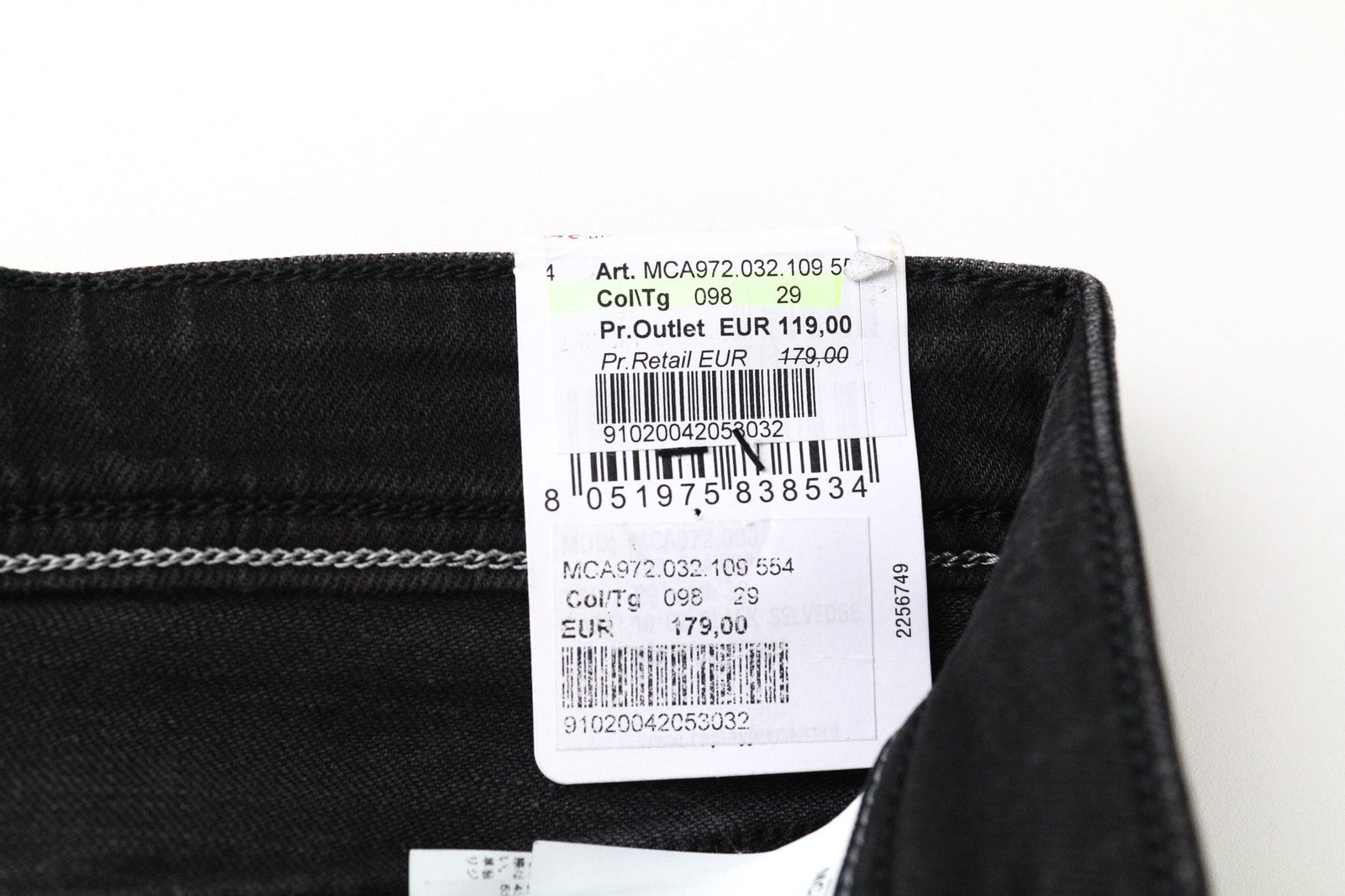REPLAY Grover Men Jeans W29/L32 Button-Fly Black Stretch Straight Cut Selvedge