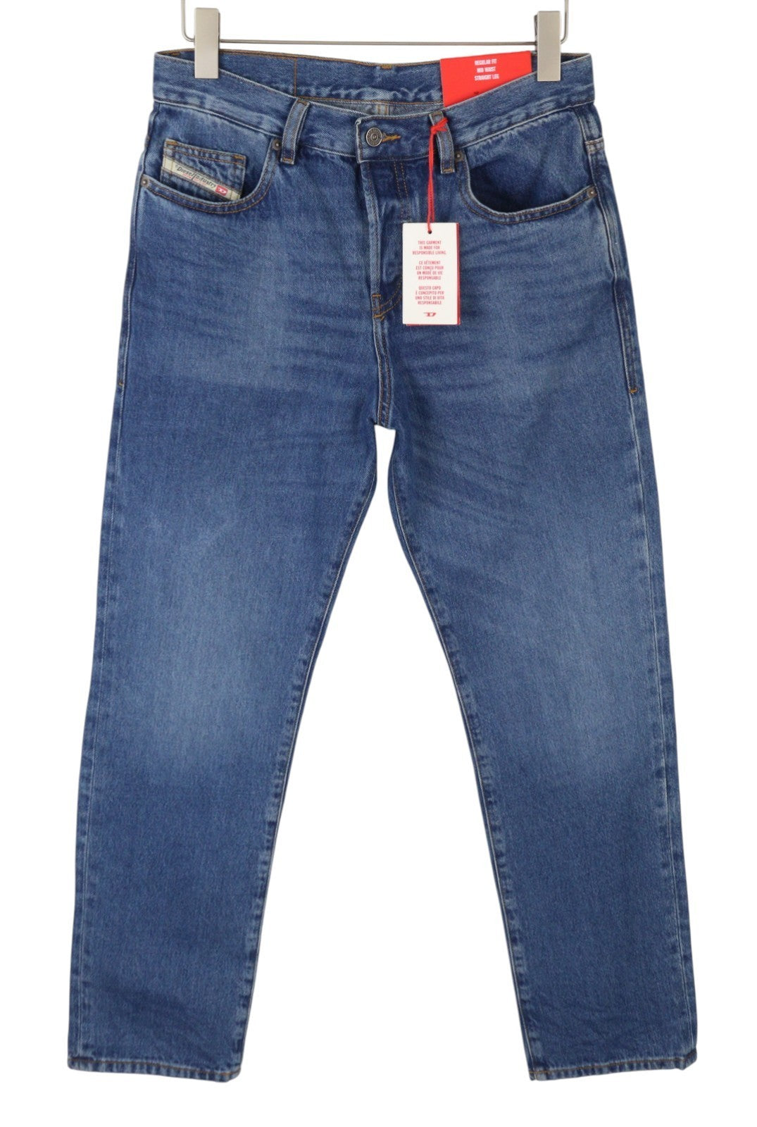 DIESEL 2020 D-Viker 0GYCT Men Jeans W30/L32 Blue Worn Fade Straight Fit