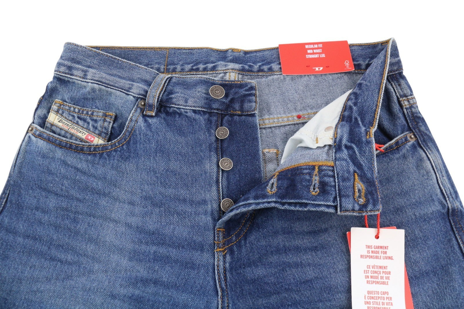 DIESEL 2020 D-Viker 0GYCT Men Jeans W30/L34 Blue Aged Wash Straight Fit