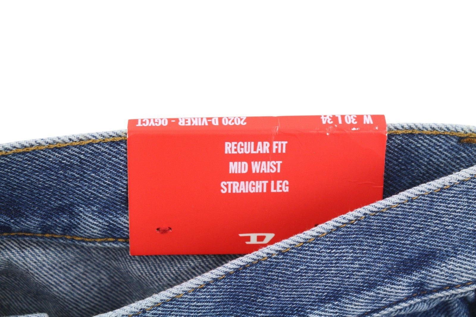 DIESEL 2020 D-Viker 0GYCT Men Jeans W30/L34 Blue Aged Wash Straight Fit