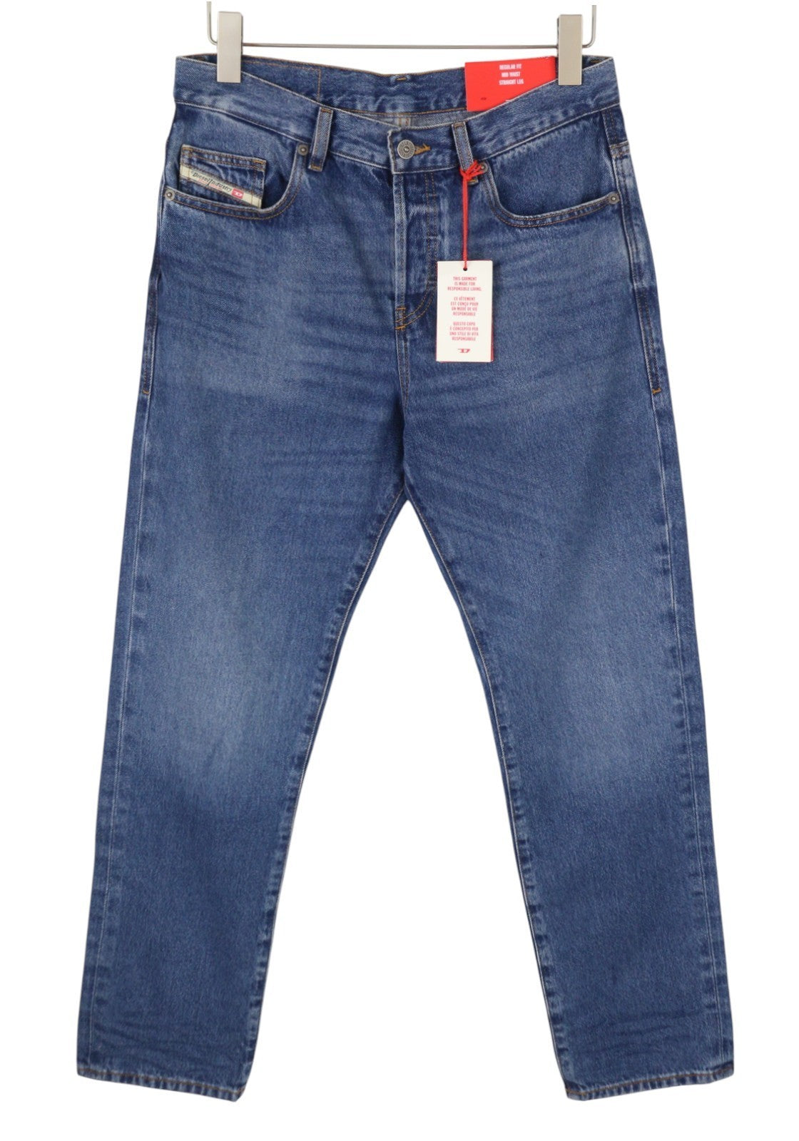 DIESEL 2020 D-Viker 0GYCT Men Jeans W30/L32 Blue Washed Straight Regular