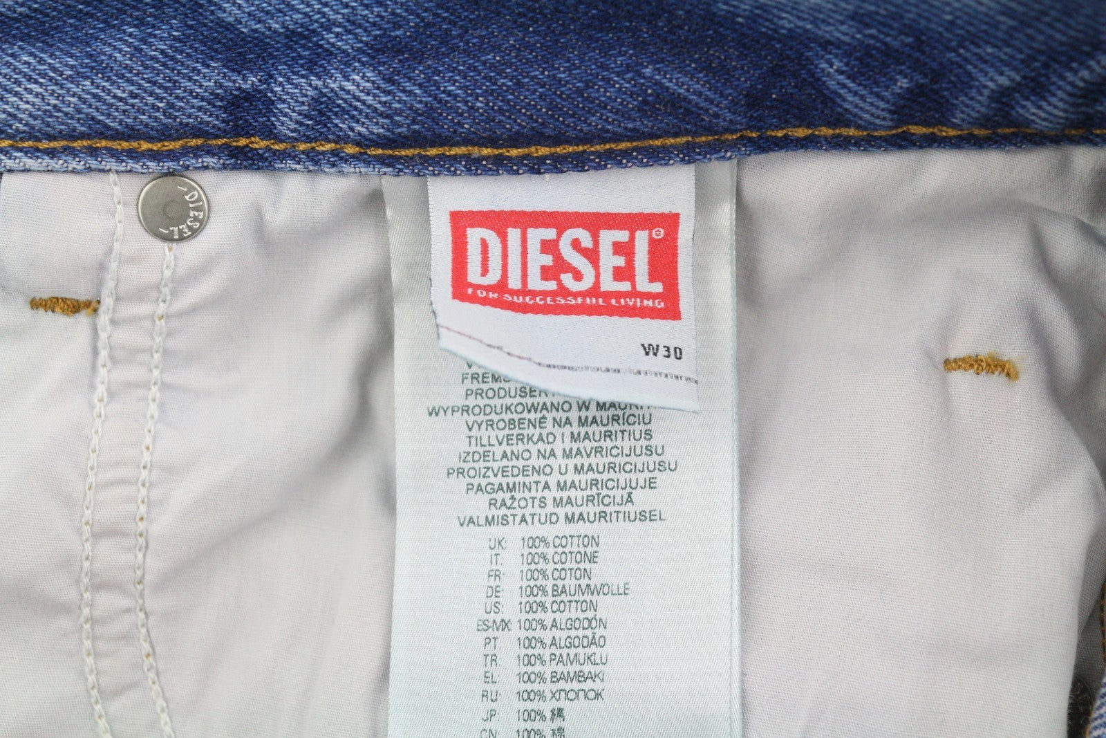 DIESEL 2020 D-Viker 0GYCT Men Jeans W30/L32 Blue Washed Straight Regular