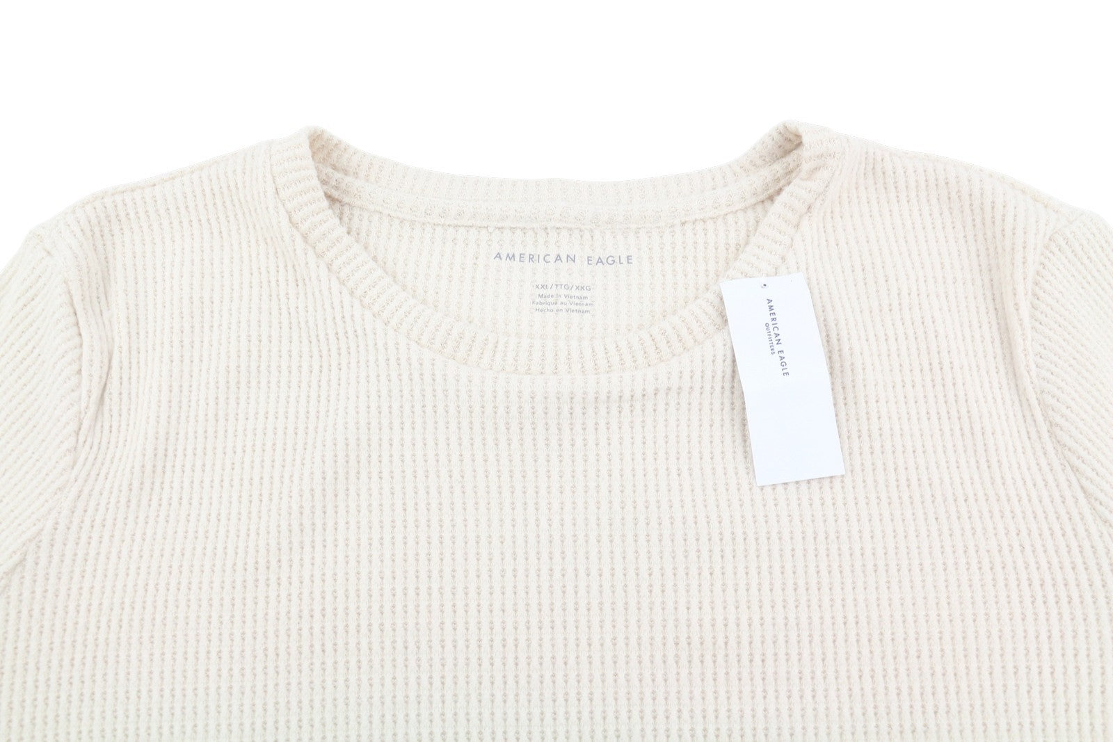 AMERICAN EAGLE OUTFITTERS Men Sweatshirt 2XL Light Cream Soft Crew Pull On