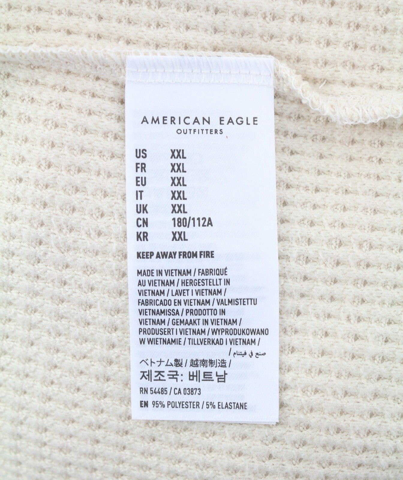AMERICAN EAGLE OUTFITTERS Men Sweatshirt 2XL Light Cream Soft Crew Pull On