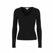 AMERICAN EAGLE OUTFITTERS Women Jumper S Black Rib Knit V-Neck Pull On