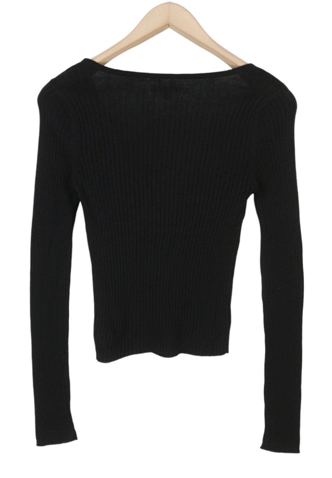 AMERICAN EAGLE OUTFITTERS Women Jumper S Black Rib Knit V-Neck Pull On