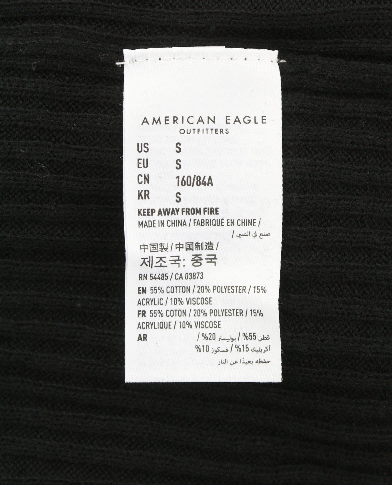 AMERICAN EAGLE OUTFITTERS Women Jumper S Black Rib Knit V-Neck Pull On