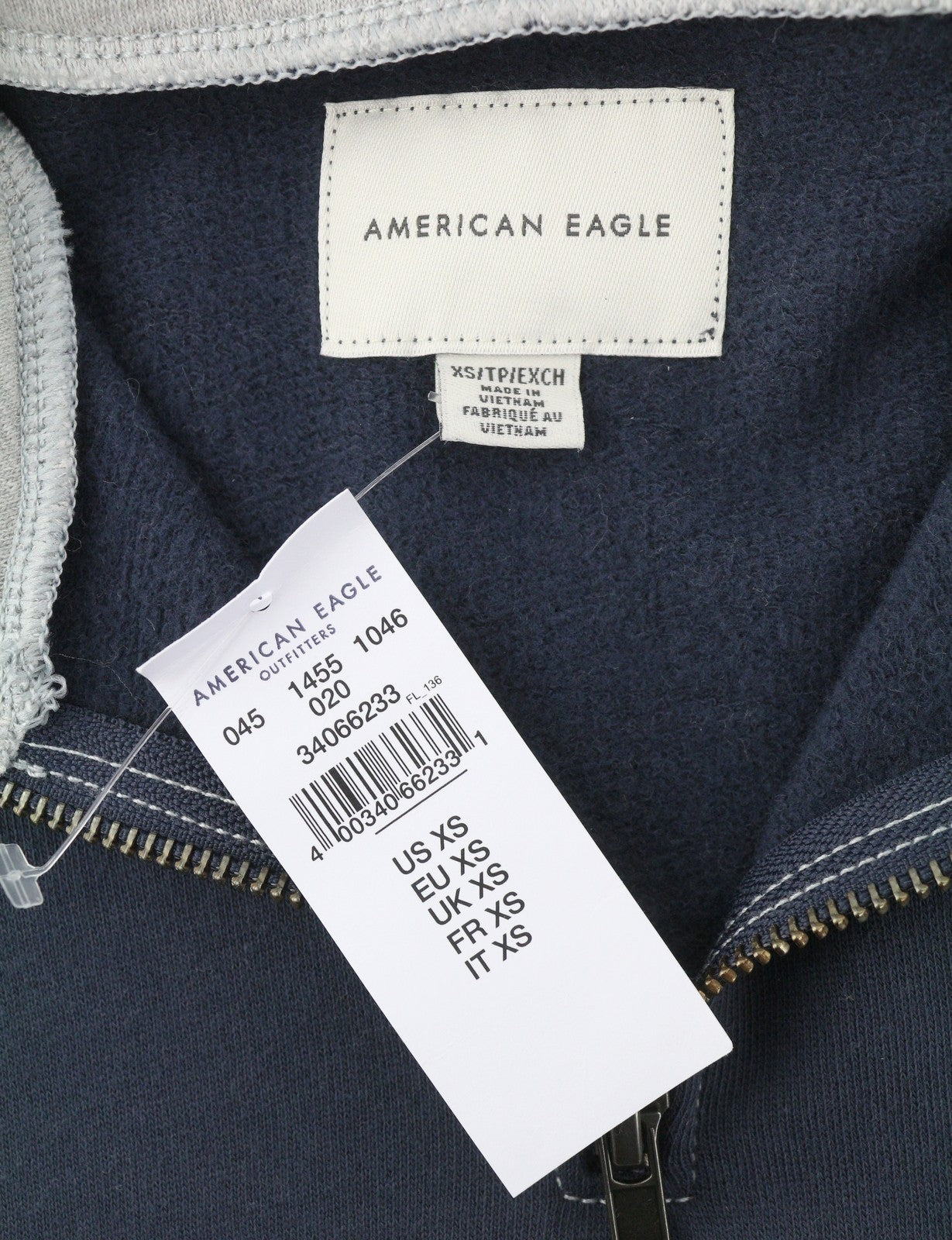 AMERICAN EAGLE OUTFITTERS Women Sweatshirt XS Melange Half Zip Oversized Top