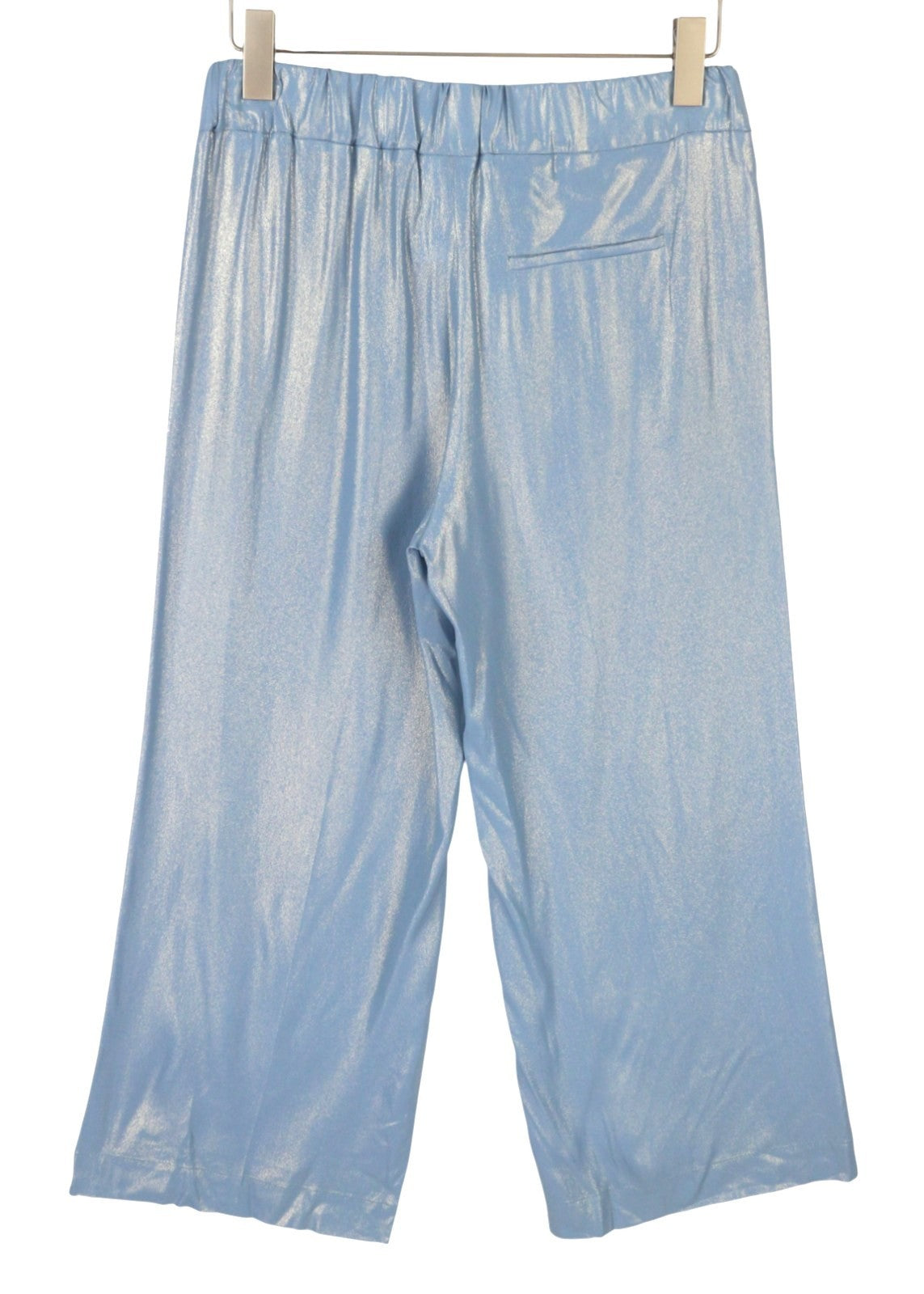MAX MARA Women Trousers EU38 Light Blue Glitter Silk Blend Cropped Flare