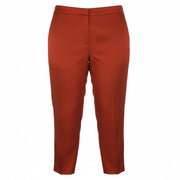 MARINA RINALDI Women Trousers EU48 Brick Red Thin Zip Fly Cropped Classic