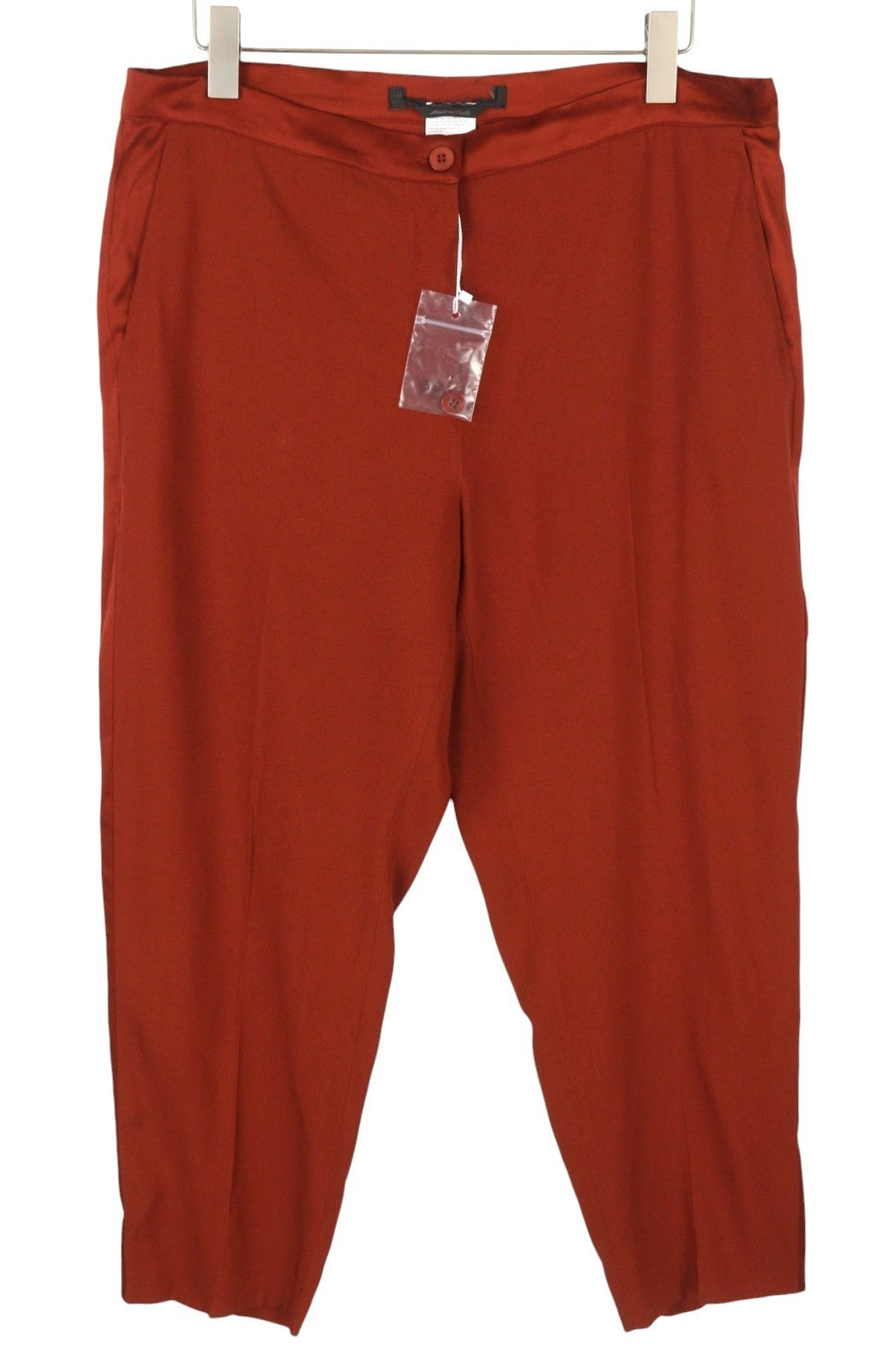 MARINA RINALDI Women Trousers EU48 Brick Red Thin Zip Fly Cropped Classic