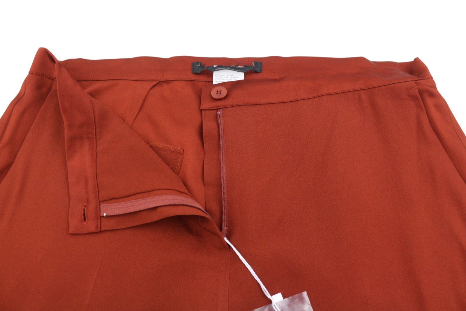MARINA RINALDI Women Trousers EU48 Brick Red Thin Zip Fly Cropped Classic
